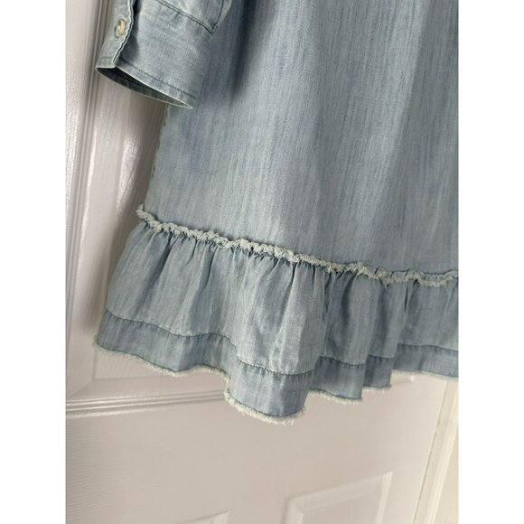 NWT Wonderly Chambray Denim Button Down Shirt Dress Size Small Light Blue - Picture 5 of 6